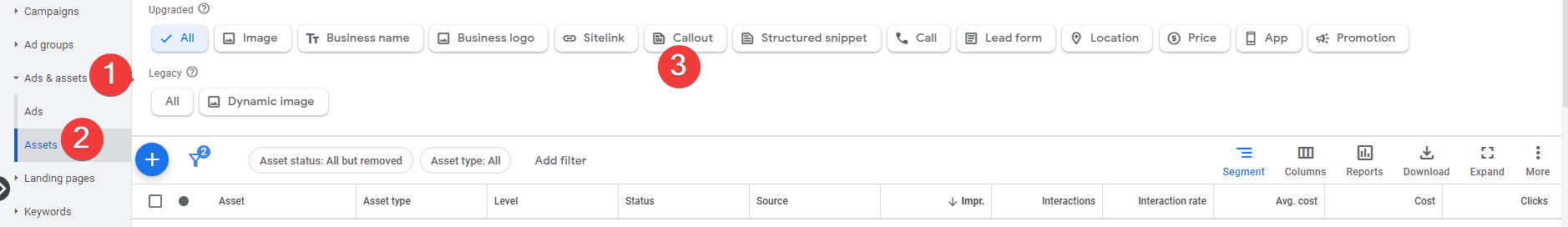 Create a New Google Ads Callout Asset 